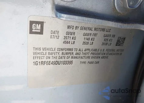 2013 Chevrolet Volt from USA, damaged, VIN 1G1RF6E49DU103395